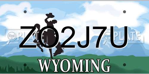 ZO2J7U Wyoming License Plate