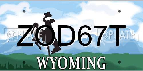 ZOD67T Wyoming License Plate