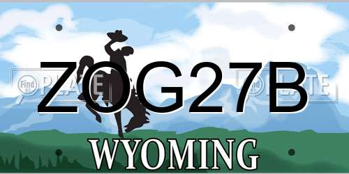 ZOG27B Wyoming License Plate