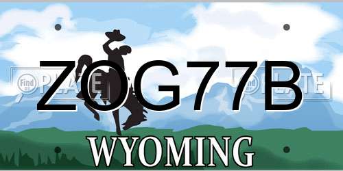 ZOG77B Wyoming License Plate