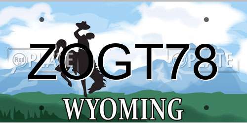ZOGT78 Wyoming License Plate