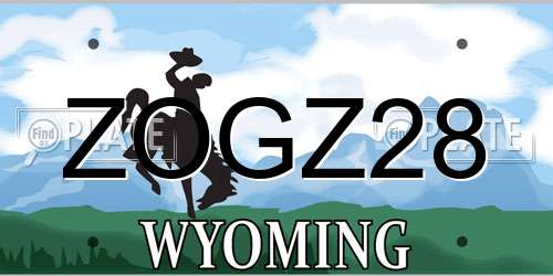 ZOGZ28 Wyoming License Plate