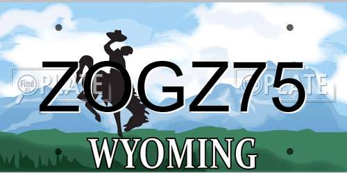 ZOGZ75 Wyoming License Plate