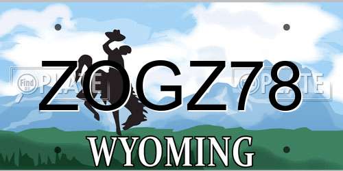ZOGZ78 Wyoming License Plate