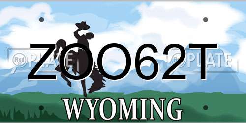 ZOO62T Wyoming License Plate