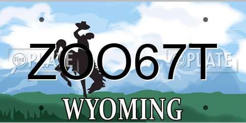 ZOO67T Wyoming License Plate