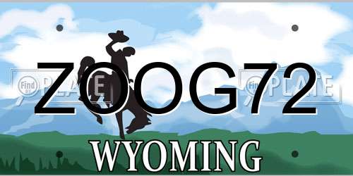 ZOOG72 Wyoming License Plate