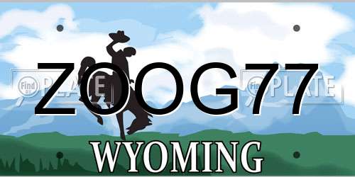 ZOOG77 Wyoming License Plate