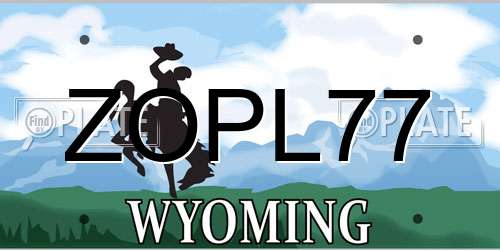 ZOPL77 Wyoming License Plate