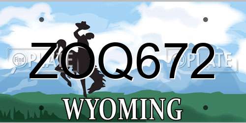 ZOQ672 Wyoming License Plate
