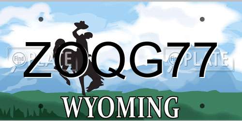 ZOQG77 Wyoming License Plate