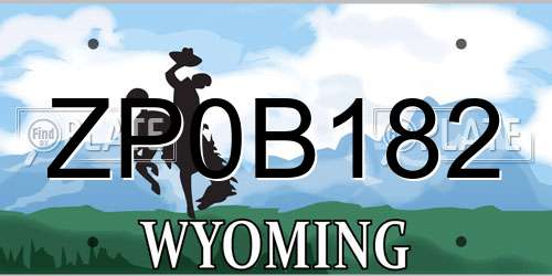 ZP0B182 Wyoming License Plate