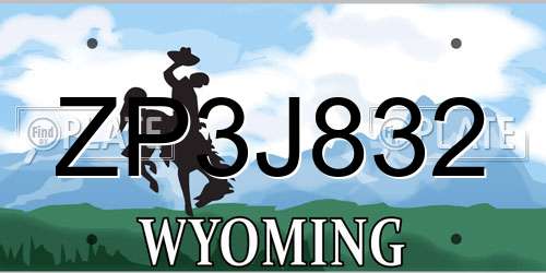 ZP3J832 Wyoming License Plate