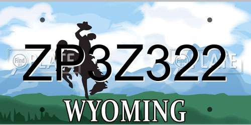 ZP3Z322 Wyoming License Plate