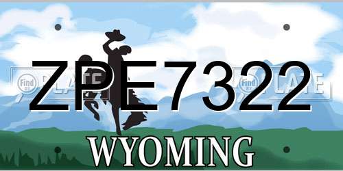 ZPE7322 Wyoming License Plate