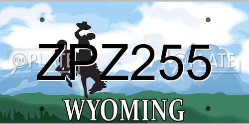 ZPZ255 Wyoming License Plate
