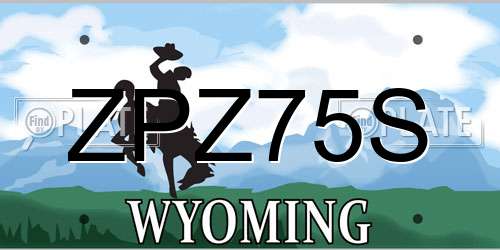 ZPZ75S Wyoming License Plate