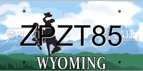 ZPZT85 Wyoming License Plate