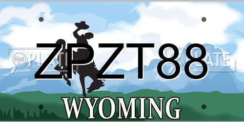 ZPZT88 Wyoming License Plate