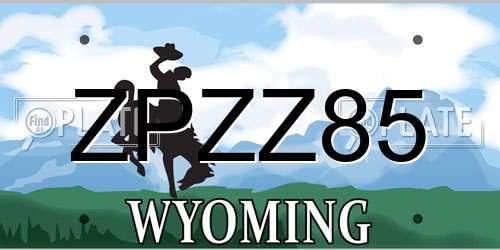 ZPZZ85 Wyoming License Plate