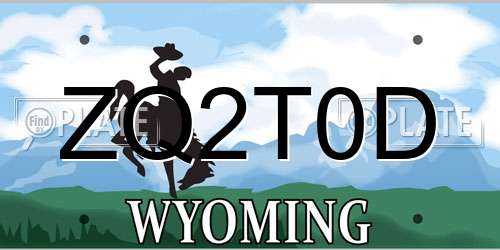ZQ2T0D Wyoming License Plate