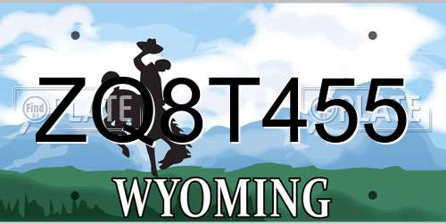 ZQ8T455 Wyoming License Plate