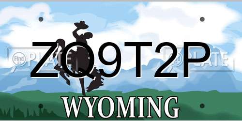 ZQ9T2P Wyoming License Plate