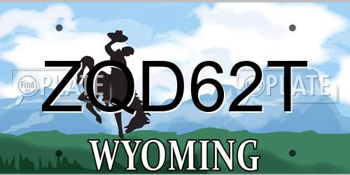 ZQD62T Wyoming License Plate