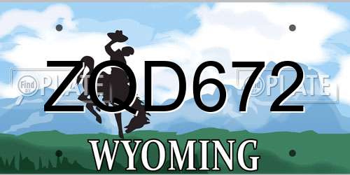ZQD672 Wyoming License Plate