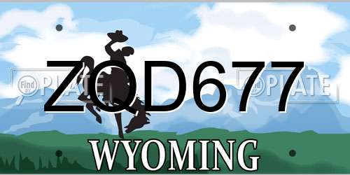 ZQD677 Wyoming License Plate