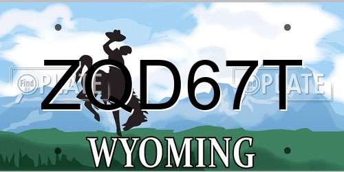 ZQD67T Wyoming License Plate