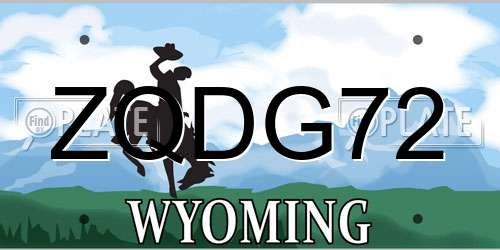 ZQDG72 Wyoming License Plate