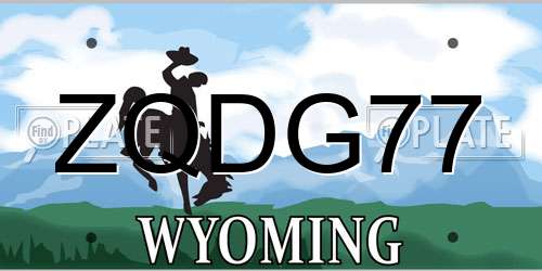 ZQDG77 Wyoming License Plate
