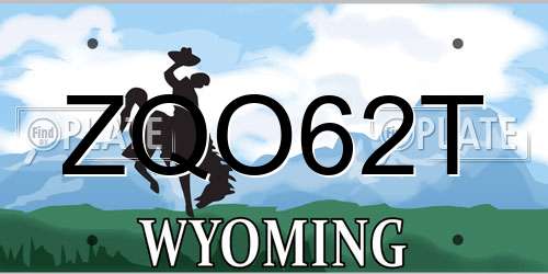 ZQO62T Wyoming License Plate