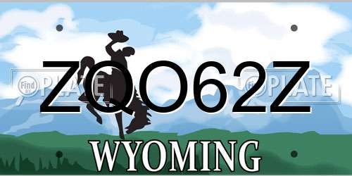 ZQO62Z Wyoming License Plate