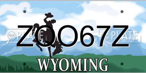 ZQO67Z Wyoming License Plate