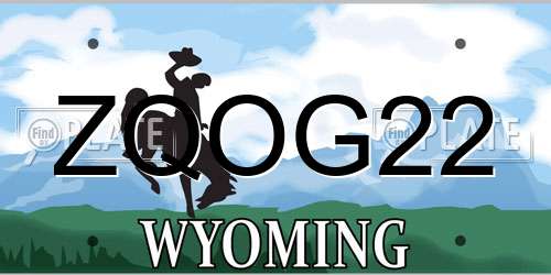 ZQOG22 Wyoming License Plate