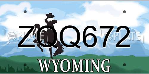 ZQQ672 Wyoming License Plate