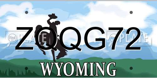 ZQQG72 Wyoming License Plate