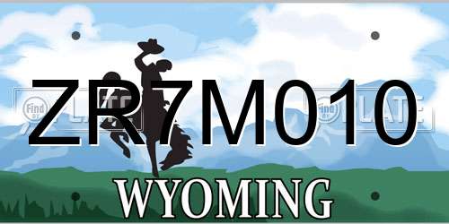 ZR7M010 Wyoming License Plate