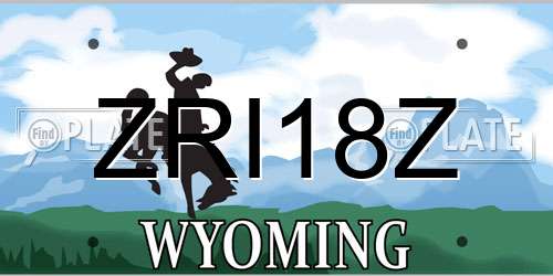 ZRI18Z Wyoming License Plate