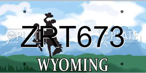 ZRT673 Wyoming License Plate
