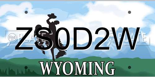 ZS0D2W Wyoming License Plate