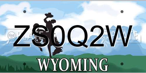 ZS0Q2W Wyoming License Plate