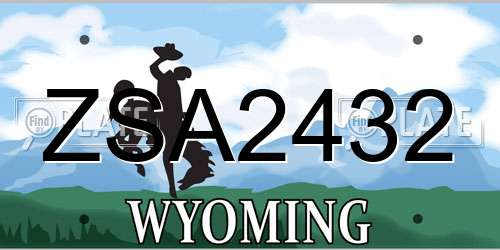 ZSA2432 Wyoming License Plate