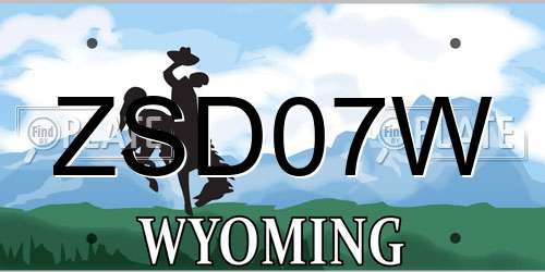 ZSD07W Wyoming License Plate