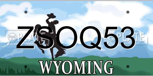 ZSOQ53 Wyoming License Plate