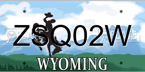 ZSQ02W Wyoming License Plate