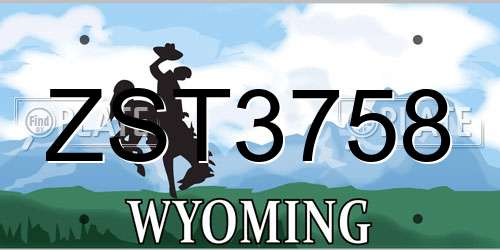 ZST3758 Wyoming License Plate