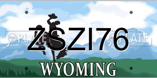 ZSZI76 Wyoming License Plate